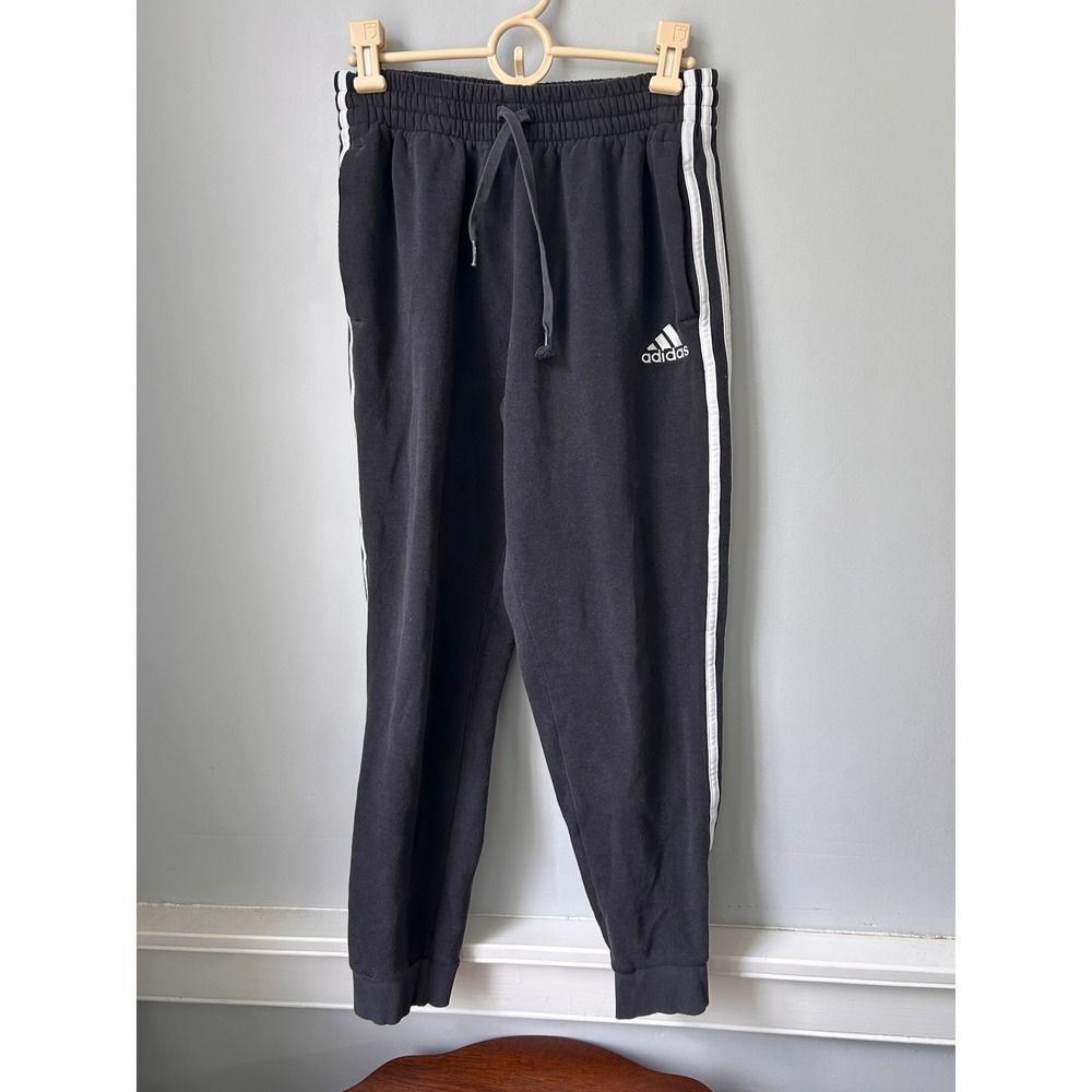 Adidas Mens Essentials 3-Stripes Tapered Fleece Joggers Black GK8821 Size M
